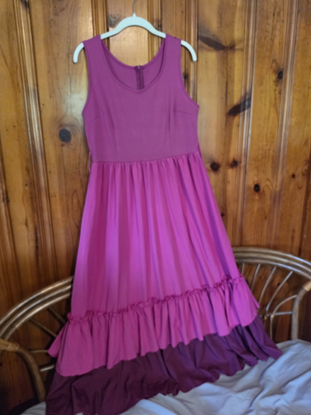 SHEIN Fuchsia Tiered Ruffle Maxi Dress
